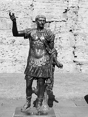 Image showing Black and white Trajan statue in London