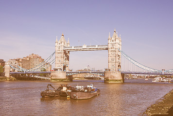 Image showing Retro looking Tower Bridge in London