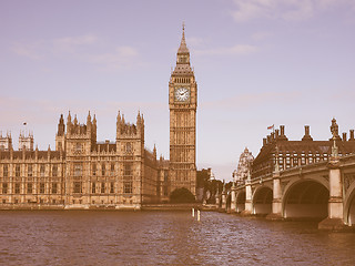 Image showing Retro looking Houses of Parliament in London