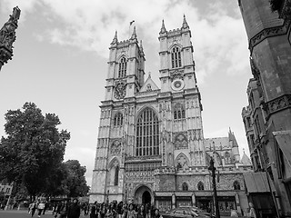 Image showing Black and white Westminster Abbey in London