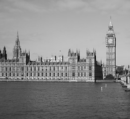 Image showing Black and white Houses of Parliament in London