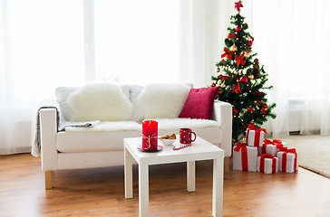 Image showing living room interior with christmas tree and gifts