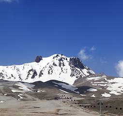 Image showing Ski resort in spring at nice sun day