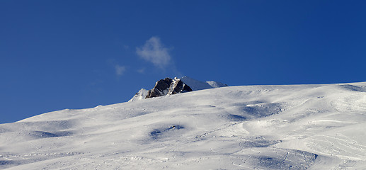 Image showing Panoramic view on skiing slope