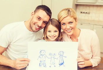 Image showing happy family drawing at home