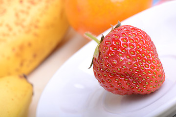 Image showing strawberry, mandarin, orange, banana, many different fruits for the health of the entire family