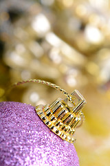 Image showing Christmas background with baubles and beauty bokeh, new year concept, close up