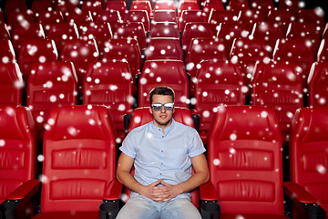 Image showing young man watching movie in 3d theater