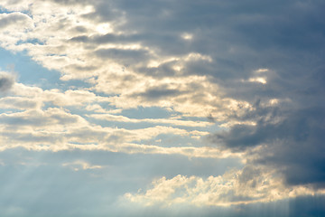 Image showing Overcast day sun beam through the clouds