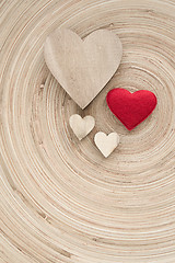 Image showing valentine\'s wooden hearts on a retro background