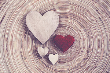 Image showing valentine\'s wooden hearts