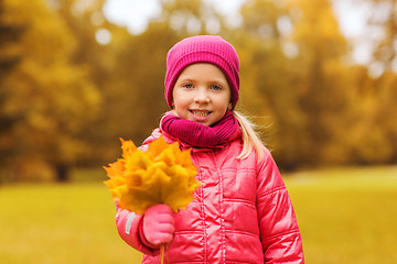 Image showing happy beautiful little girl portrait outdoors