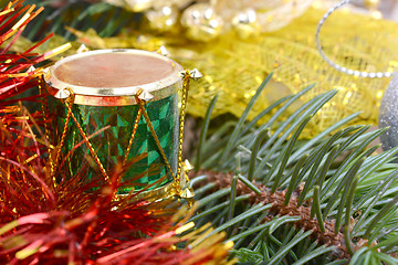 Image showing Closeup on colourful Christmas decorations