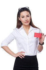 Image showing Business woman holding credit card