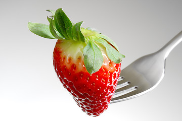 Image showing Strawberry on a fork