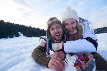 Image showing romantic young couple on winter vacation