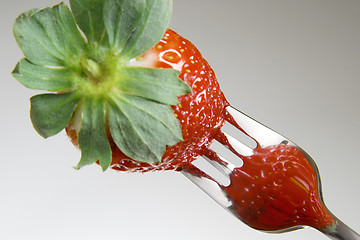 Image showing Strawberry on a fork