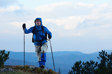 Image showing advanture man with backpack hiking