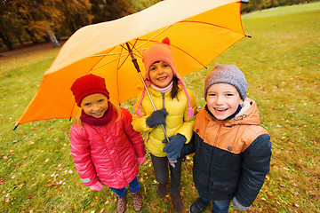 Image showing group of happy children in autumn park