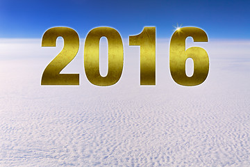 Image showing Golden Happy New Year Number 2016 Above Clouds