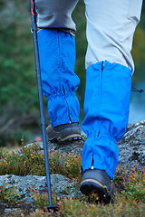 Image showing hiking man with trekking boots