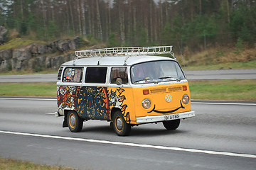 Image showing Volkswagen Type 2 Camper Van with a Smile