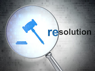 Image showing Law concept: Gavel and Resolution with optical glass