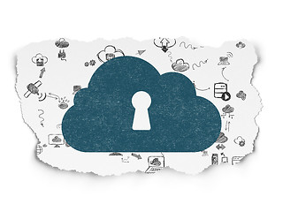 Image showing Cloud computing concept: Cloud With Keyhole on Torn Paper background