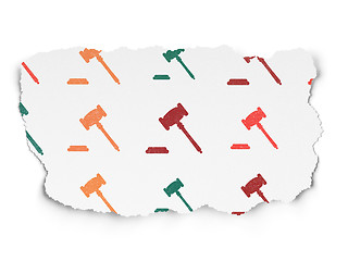 Image showing Law concept: Gavel icons on Torn Paper background