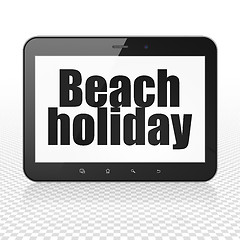 Image showing Tourism concept: Tablet Computer with Beach Holiday on display