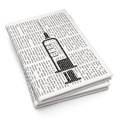 Image showing Medicine concept: Syringe on Newspaper background