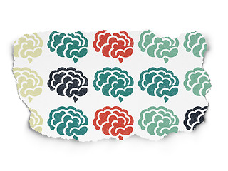 Image showing Science concept: Brain icons on Torn Paper background