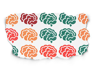 Image showing Medicine concept: Brain icons on Torn Paper background