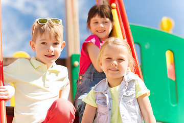 Image showing group of happy kids on children playground