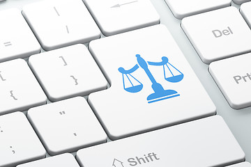 Image showing Law concept: Scales on computer keyboard background