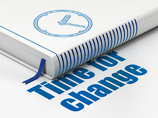 Image showing Timeline concept: book Clock, Time for Change on white background