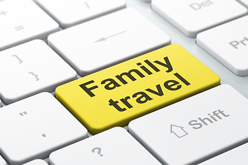 Image showing Travel concept: Family Travel on computer keyboard background