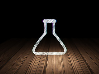 Image showing Science concept: Flask in grunge dark room
