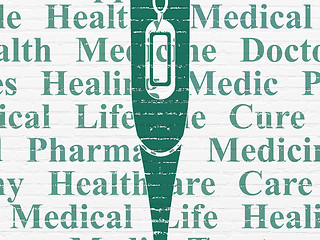 Image showing Medicine concept: Thermometer on wall background