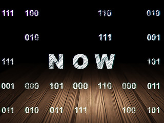 Image showing Time concept: Now in grunge dark room