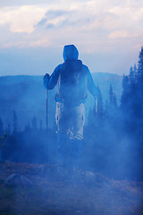 Image showing advanture man with backpack hiking