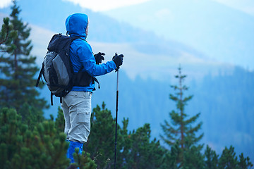 Image showing advanture man with backpack hiking