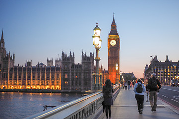 Image showing Westminster Bridge and Houses of Parliament in London