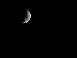 Image showing Black and white First quarter moon