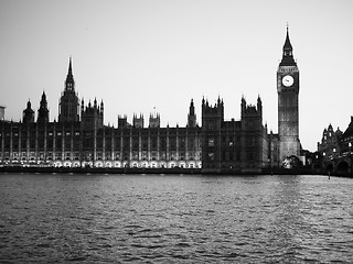 Image showing Black and white Houses of Parliament in London