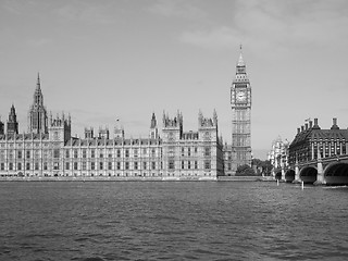 Image showing Black and white Houses of Parliament in London