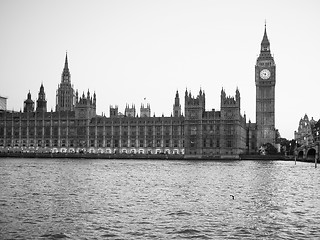 Image showing Black and white Houses of Parliament in London