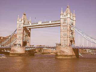 Image showing Retro looking Tower Bridge in London