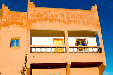 Image showing blue   in morocco africa construction and brown wall   