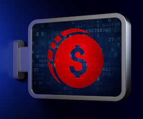 Image showing Currency concept: Dollar Coin on billboard background